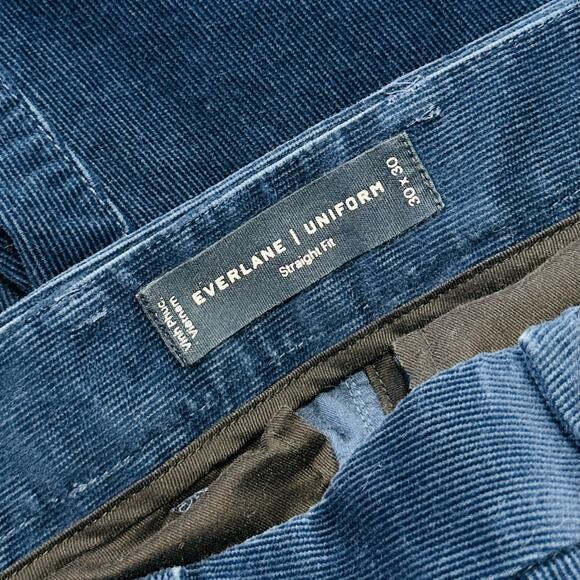 Everlane Blue Uniform Straight Fit Corduroy Pants Organic Cotton Size 30x30 - Picture 8 of 9